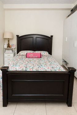 Queen Size Dark Wood Bed Frame