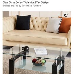  Clear Glass Coffee Table with 2-Tier Design Excellent Condition 