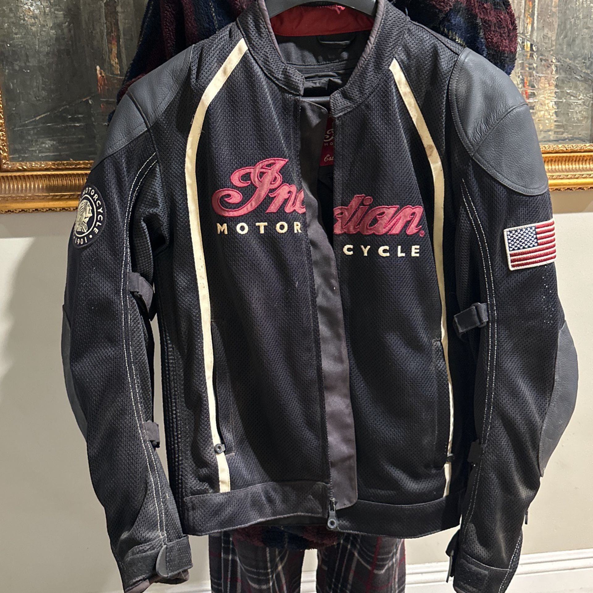 Indian Motorcycle Jacket Leather With Pads Medium 