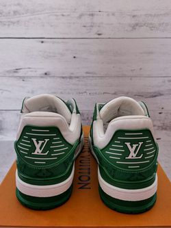 Green Leather Monogram 'LV' Trainer