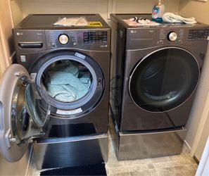 LG ThinQ Front-Load Washer and Dryer Set