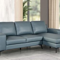 Brand New Blue Leather Modern Style Sectional Sofa 
