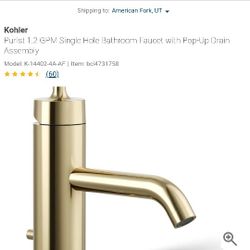 Kohler Purist Single-Hole Bathroom Faucet (French Gold)