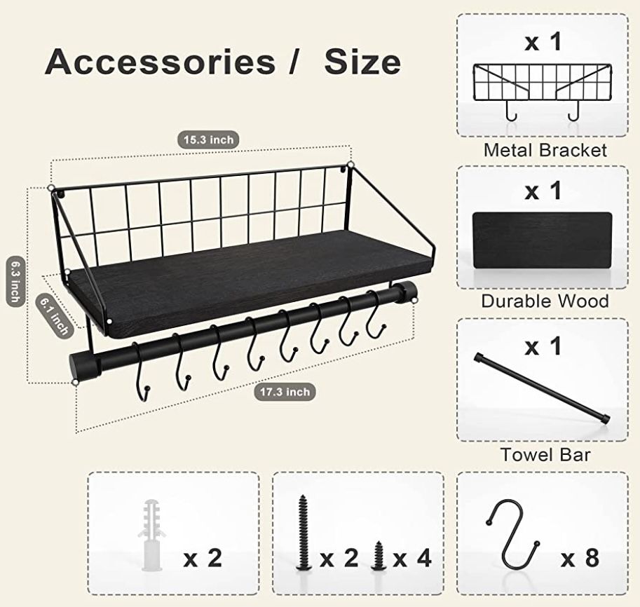Wall Shelf with Bar and Hooks for Sale in Seattle, WA OfferUp