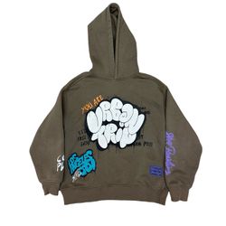 Zara Unisex Kids 9-10 Brown Pullover Hoodie Graffiti Skate Graphic