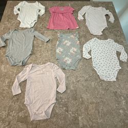 GAP Baby Girl Clothing Lot-7pc- 6-12M, 18-24M Bodysuits Flower Pink T Shirt