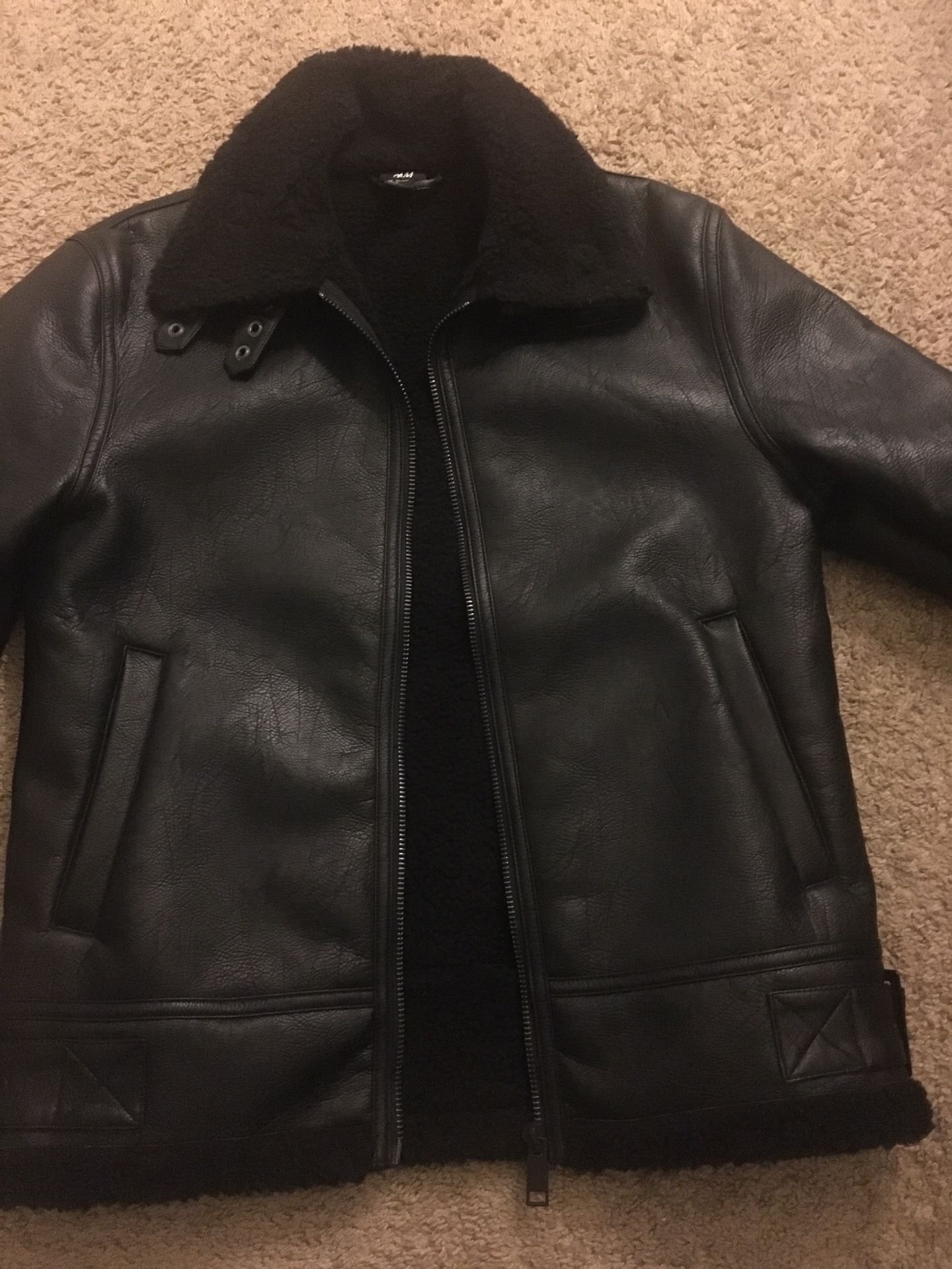 Men’s leather H&M fur jacket/coat (MEDIUM)