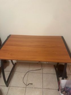 Wood Top Desk with Metal Frame