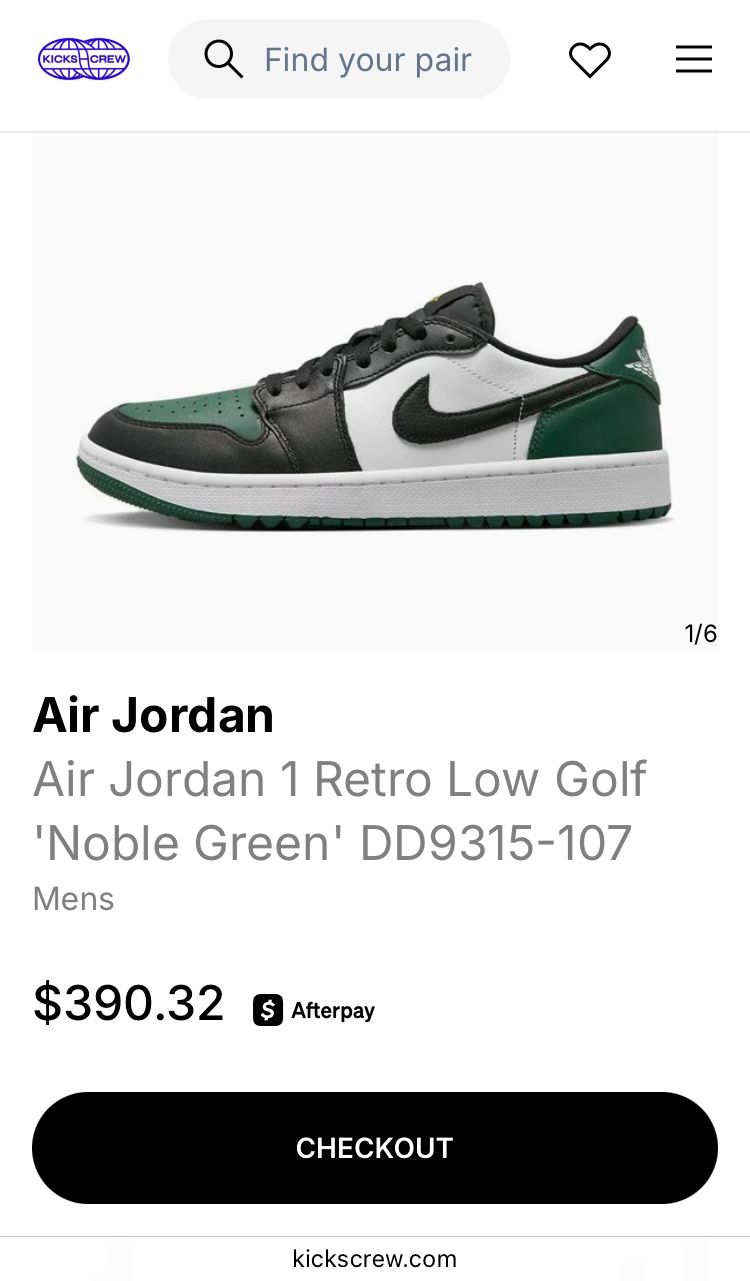 Nike Air Jordan 1 Low Golf ‘Noble Green’ – Size 7