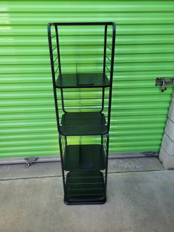VASAGLE 4-Tier Rotating Bookshelf, Bookcase with Bookends for Small Spaces, Corner Shelf, Steel Frame, Ebony Black and Ink Black ULLS127B56