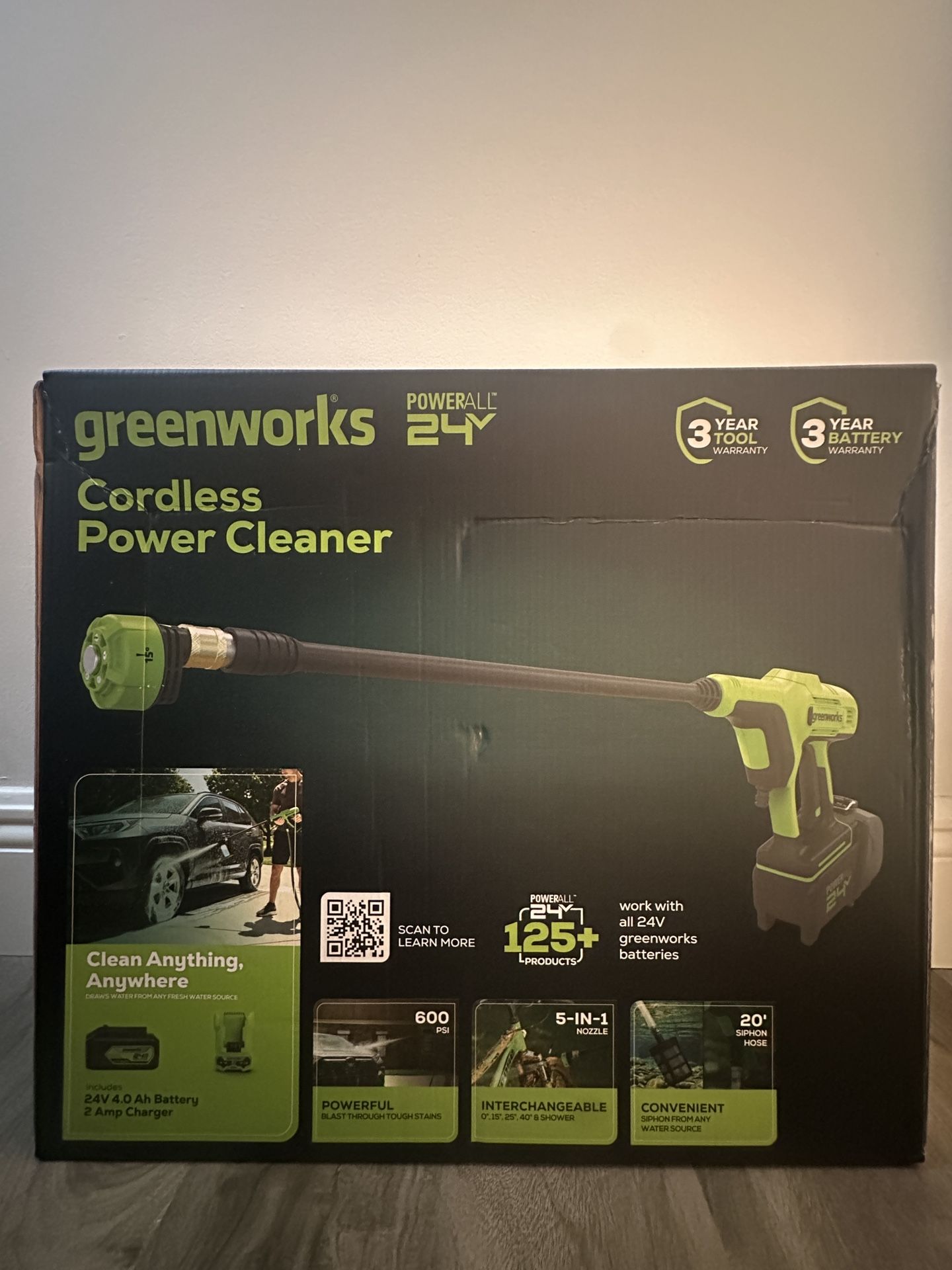 NEW UNOPENED Geeenworks Cordless Power Cleaner 600PSI
