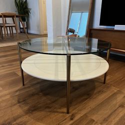 West Elm Round White Coffee Table