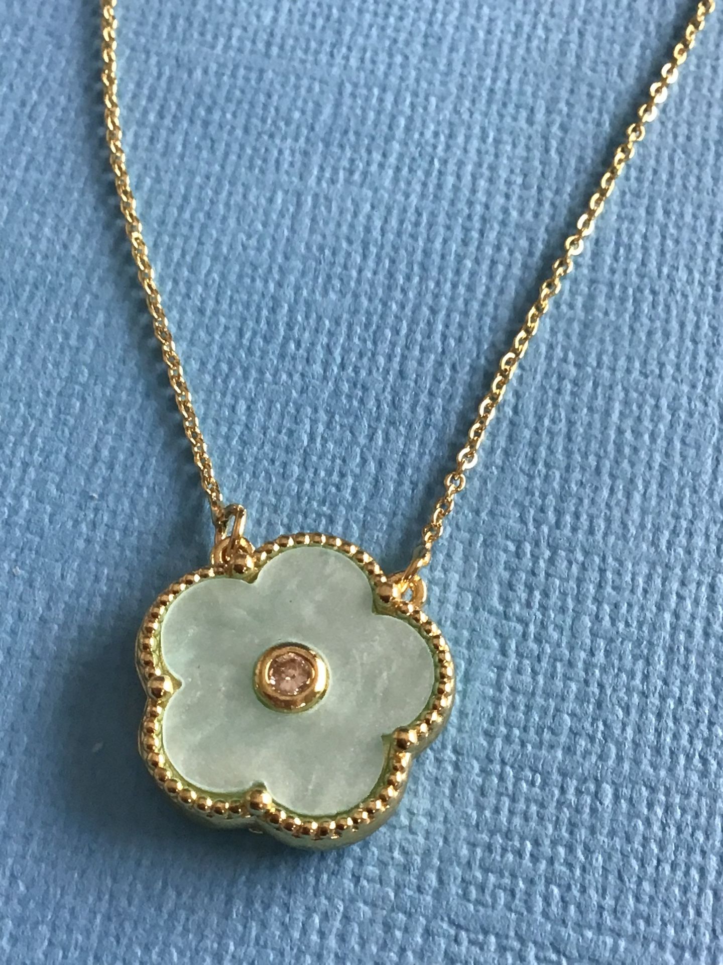 Beautifully Designed Necklace Greenish Pearlized Pendant /Gold with Adjustable  Length Chain  *Ship Nationwide Or Pickup Boca Raton 