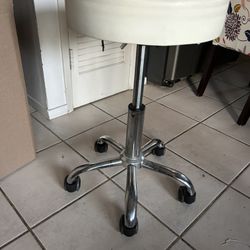 Leather And Nickel Roller Seat- Adjustable Height. 