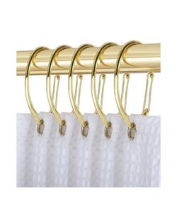 Rustproof Zinc Shower Curtain Hook Rings for Bathroom in Gold (12-Set)