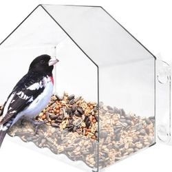 
Nature's Way Win-3 Clear View Window Bird Feeder with Strong Suction Cups, Transparent Outdoor Wild Bird Seed Feeder and Décor, 2 Cup Capacity, Clear