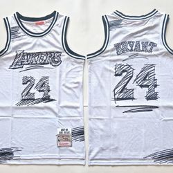 LA Lakers Kobe Bryant All White Drawing Special Edition Stitched Jersey, S To 3Xl 