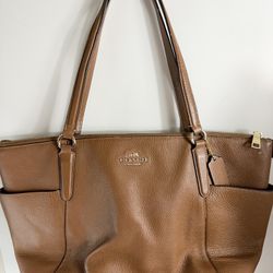 Coach Brown Pebbled Leather Tote Bag