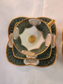 Vintage Alka Kunst Lotus Porcelain 3pc Set 