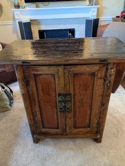 Antique Red Brown Antique Chinese Cabinet