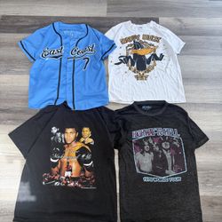 Vintage T Shirt Bundle Men’s Clothing Y2K Graphics Size M & L - AC/DC, Muhammad Ali, Daffy Duck, East Coast Jersey