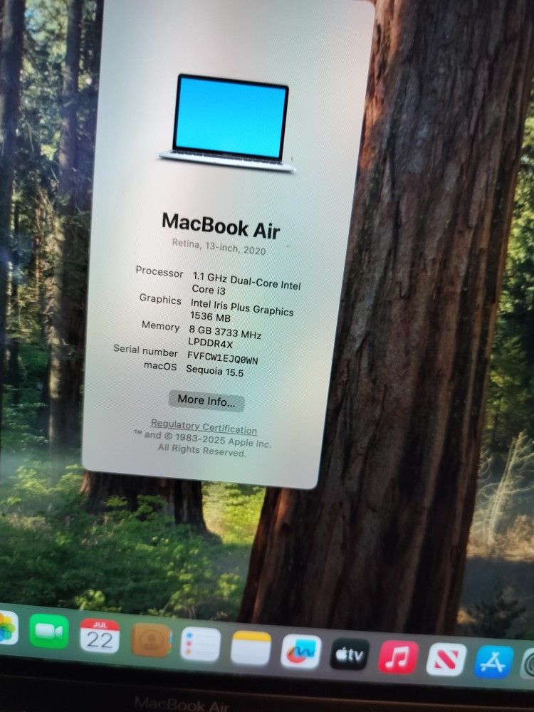 2020 Apple MacBook Air A2179  Silver.