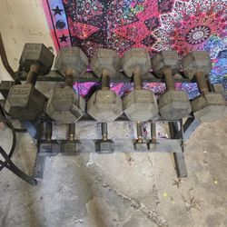 Dumbells With Rack/belt/ Curl Bar