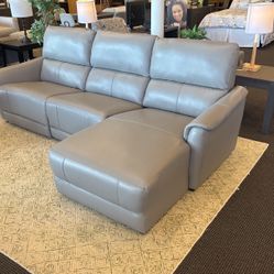 GREY MADRAS POWER RECLINER SOFA