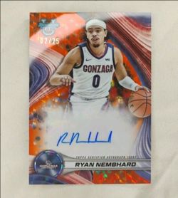 2024-25 Ryan Nembhard Bowman U Best Orange Diamond Rookie Auto 02/25