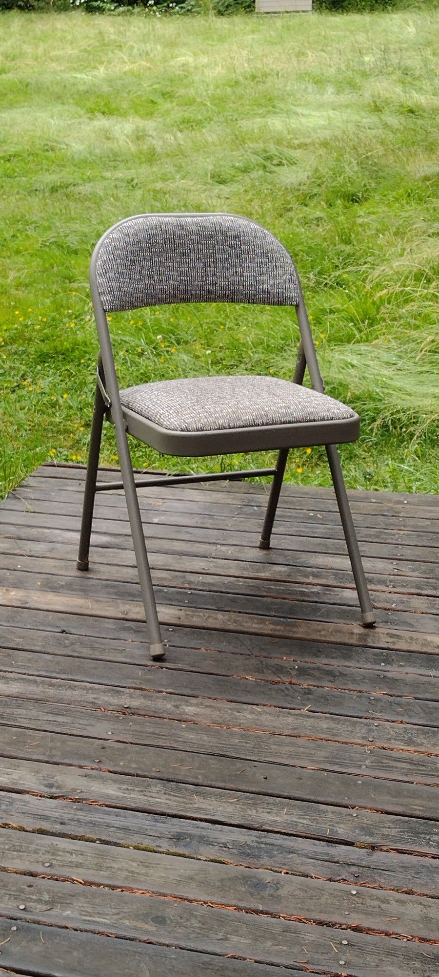 NEW FOLDING CHAIR, PADDED SEAT AND BACK, ALL STEEL CONSTRUCTION