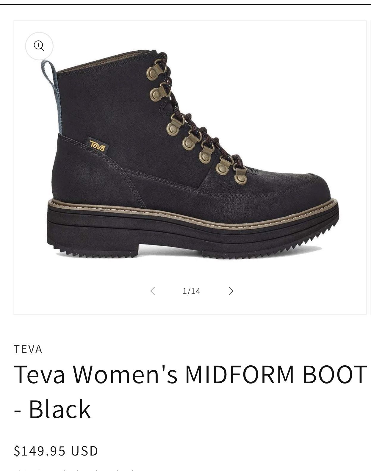 Teva Black Boots For Womens Size 7 🥾