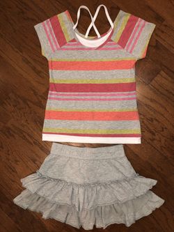 Girls sz 10/12 Layered Strappy Tee & Ruffled Skort