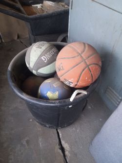 Lot of Used Spalding Basketballs and Soccer Ball