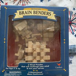 Brain Benders Set Of 3 Wooden Brain Teaser Puzzles