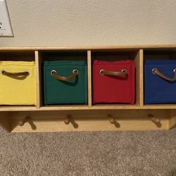 Coat Hanger Shelf With 4 Small Cubby Boxes