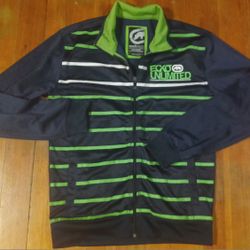 Men's Size Medium Ecko Unlimited Coat Jacket Full Zip Green Black Stitched