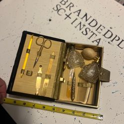 RARE  Vintage Manicure & Fragrance Travel Box With Vintage Perfume Pump Bottles