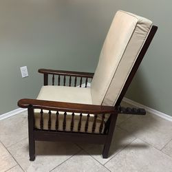 Stickley-Style Mission Morris Chair – Solid Oak & Leather (Arts & Crafts Era Design)