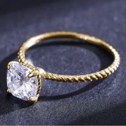 Diamond Gold Ring S925 Sz 6 & 8