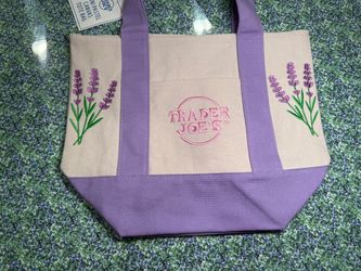 Trader Joe’s Mini Pastel Canvas Tote Bag – Lavender Floral