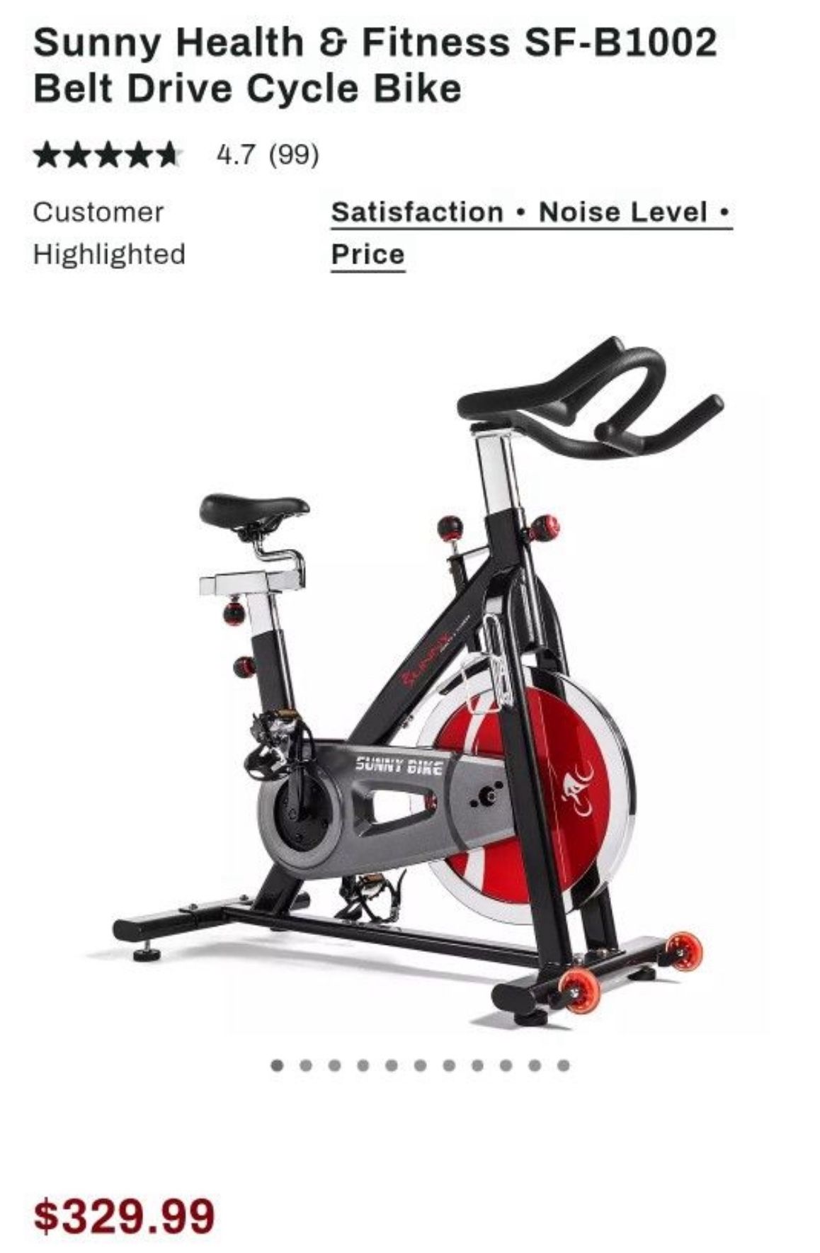 Sunny Health & Fitness SF-B1002 Belt Drive Cycle Bike