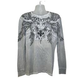 Affliction Angel Wings Graphic Long Sleeve Lighweight Thermal Size XXL