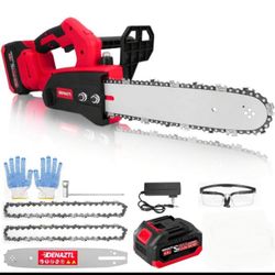 Denaztl 12” Cordless Chainsaw – Brushless, Auto-Oiler, 4.0Ah Battery