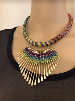 Colorful Silk choker with metal alloy new