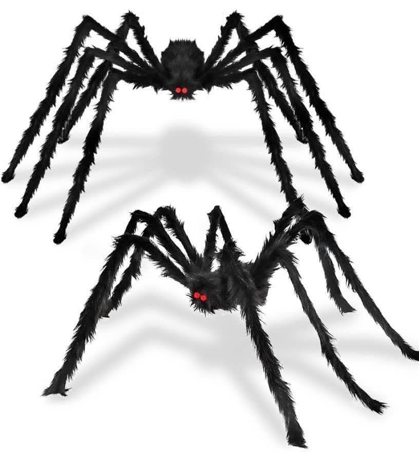 2 Pack 5 Ft. Halloween Outdoor Decorations Black Scary Giant Fake Hairy Spider Props for Yard Party Decor