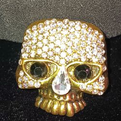 Gold-Tone Skull Brooch