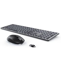 Wireless Keyboard and Mouse for Mac, seenda Backlit Full Size Keyboard Mouse Combo Built-in Rechargeable Battery Compatible for Mac Windows PC Compute