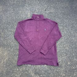 Ralph Lauren burgundy quarter zip sweatshirt Size L #preppy #loungewear