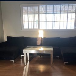 Black, low profile sectional