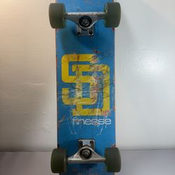 Finesse Skateboard Complete Blue Deck Large Yellow SD Logo 8in x 31in Used
